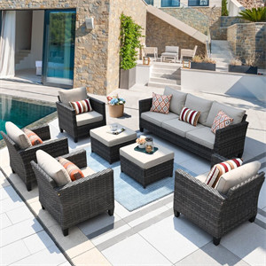  Wicker/rattan 5 - Person Seating Group With Cushions