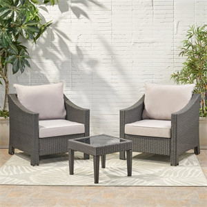  Amaru 3 Piece Rattan Conversation Set with Cushions
