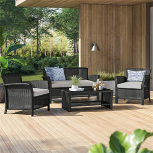  Blarwood 4 Piece Rattan Sofa Seating Group with Cushions