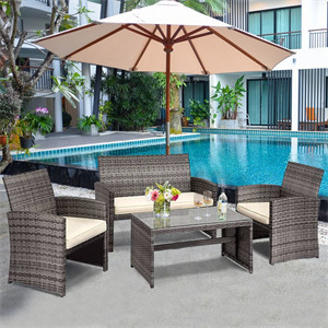  Brieah 4-Piece Rattan Sofa Seating Group with Cushions