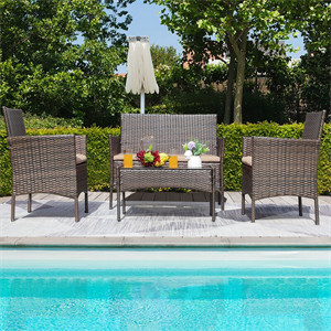  Donn 4 Piece Rattan Sofa Seating Group with Cushions