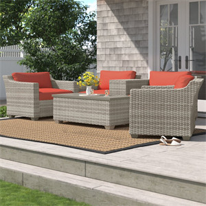  Falmouth 4 Piece Rattan Sectional Seating Group with Cushions
