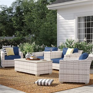 Falmouth 4 Piece Rattan Sectional Seating Group with Cushions