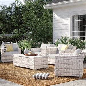  Falmouth 4 Piece Rattan Sectional Seating Group with Cushions