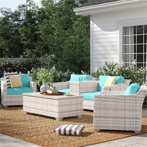  Falmouth 4 Piece Rattan Sectional Seating Group with Cushions