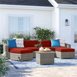  Falmouth 7 Piece Rattan Sectional Seating Group with Cushions