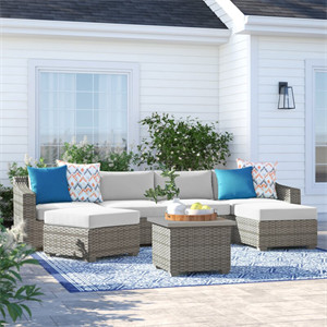  Falmouth 7 Piece Rattan Sectional Seating Group with Cushions