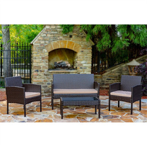  Knopf 4 Piece Rattan Sofa Seating Group with Cushions