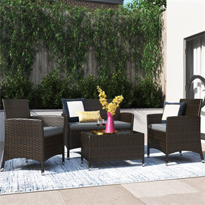  Rayna 4 Piece Rattan Sofa Seating Group with Cushions