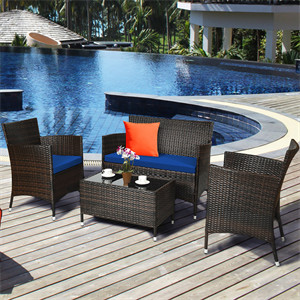  Rayna 4 Piece Rattan Sofa Seating Group with Cushions
