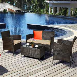  Rayna 4 Piece Rattan Sofa Seating Group with Cushions