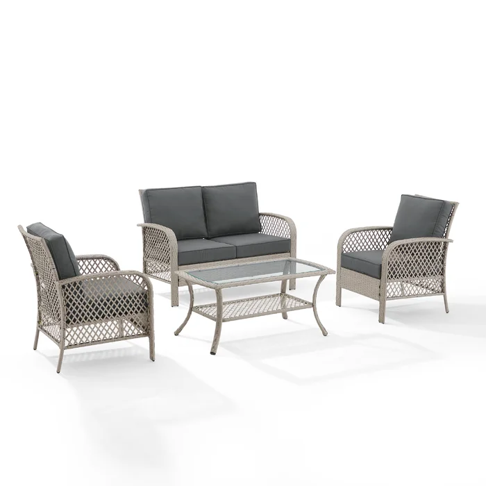  4 Piece Rattan Sofa Seating Group with Cushions
