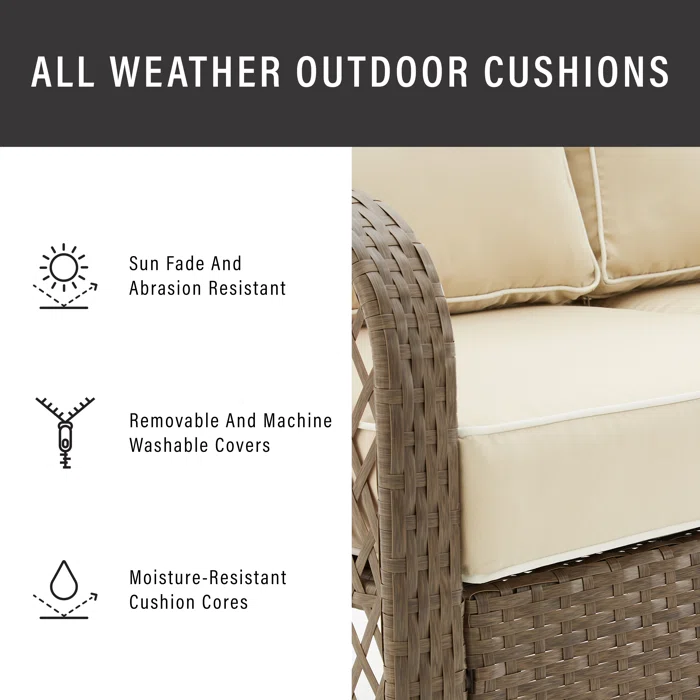  4 Piece Rattan Sofa Seating Group with Cushions