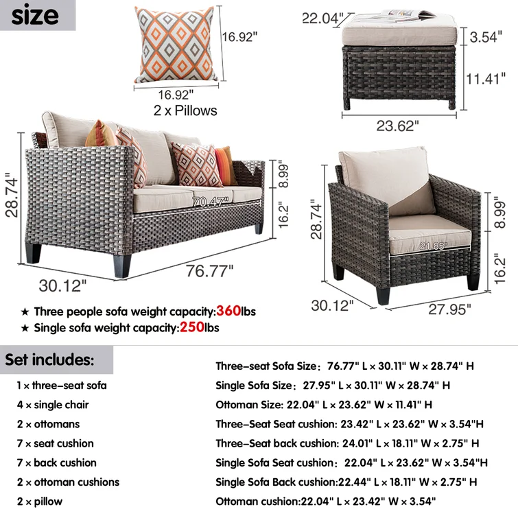  Wicker/rattan 5 - Person Seating Group With Cushions