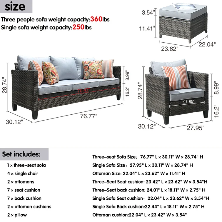  Wicker/rattan 5 - Person Seating Group With Cushions