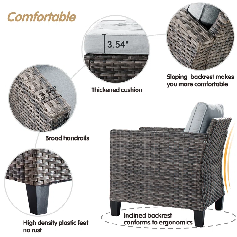  Wicker/rattan 5 - Person Seating Group With Cushions