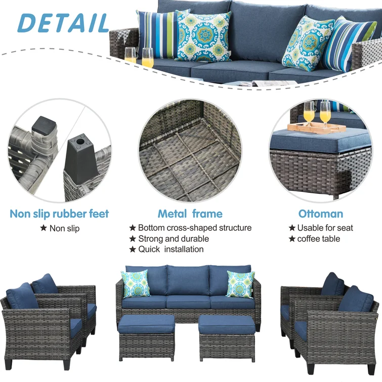  Wicker/rattan 5 - Person Seating Group With Cushions