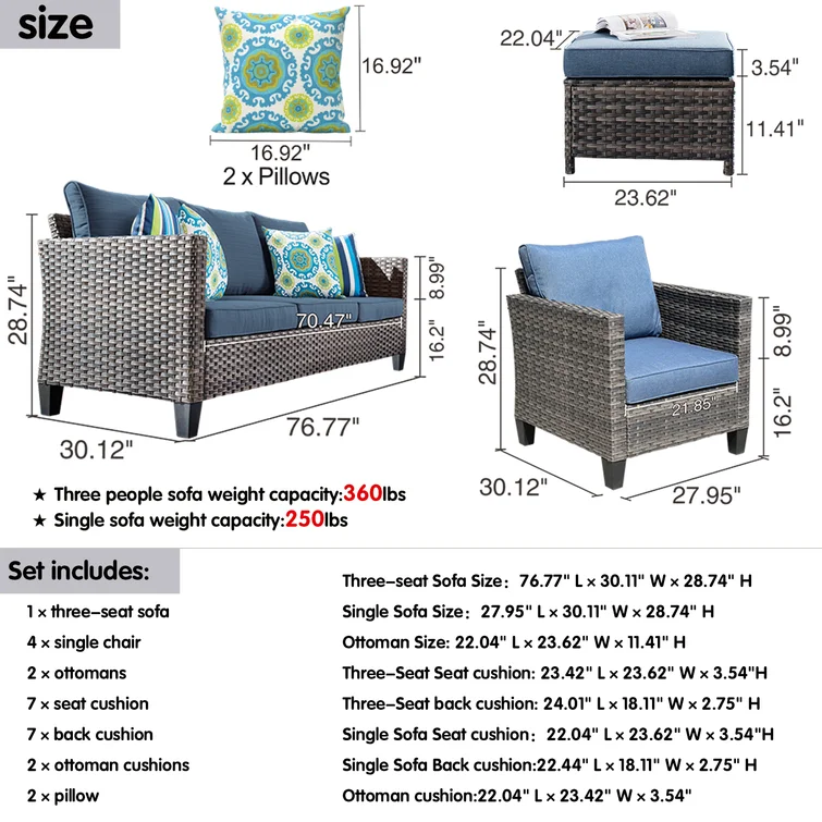  Wicker/rattan 5 - Person Seating Group With Cushions