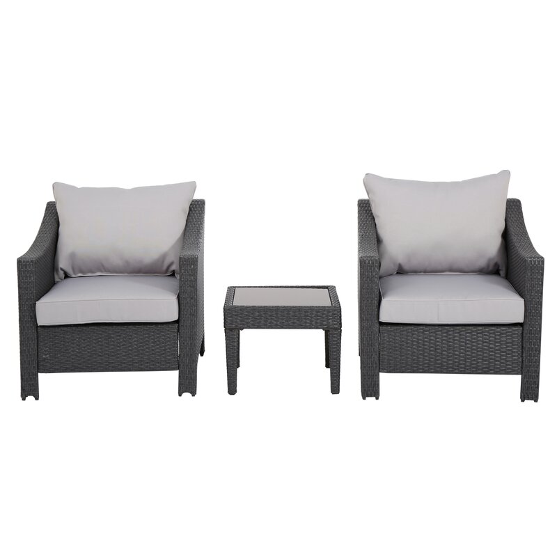  Amaru 3 Piece Rattan Conversation Set with Cushions