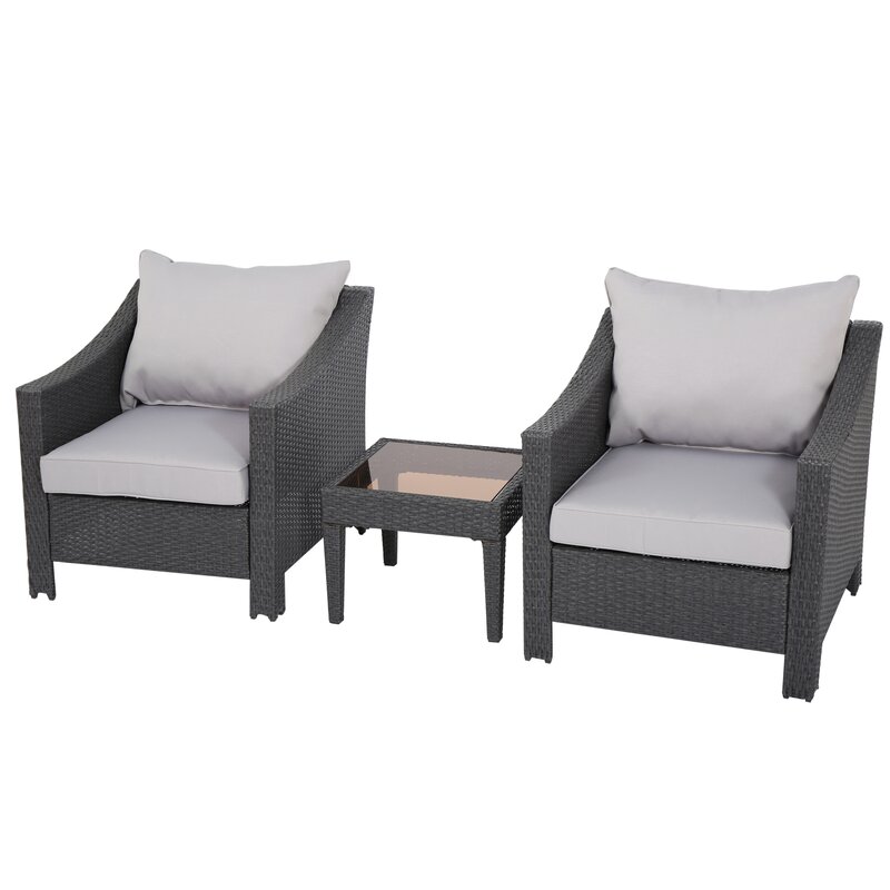  Amaru 3 Piece Rattan Conversation Set with Cushions