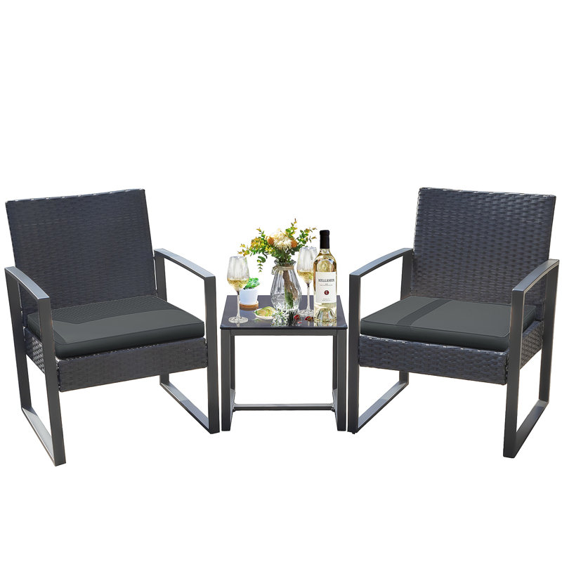  Beoll 3 Piece Rattan Seating Group with Cushions