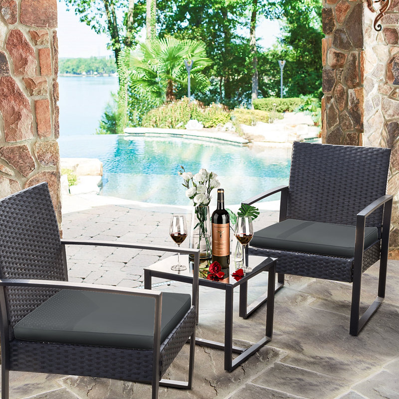  Beoll 3 Piece Rattan Seating Group with Cushions