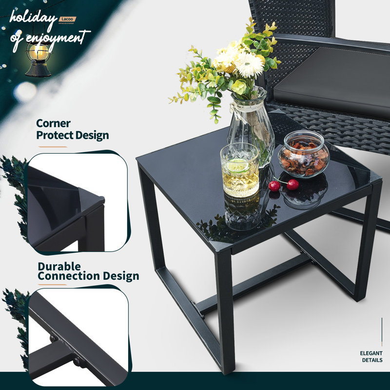  Beoll 3 Piece Rattan Seating Group with Cushions