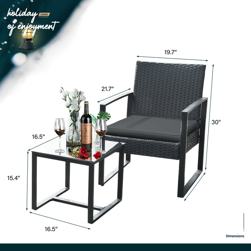  Beoll 3 Piece Rattan Seating Group with Cushions