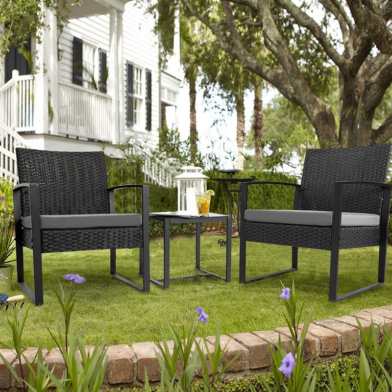  Beoll 3 Piece Rattan Seating Group with Cushions