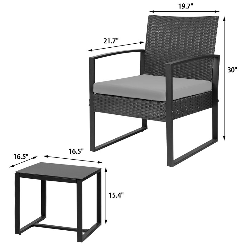  Beoll 3 Piece Rattan Seating Group with Cushions