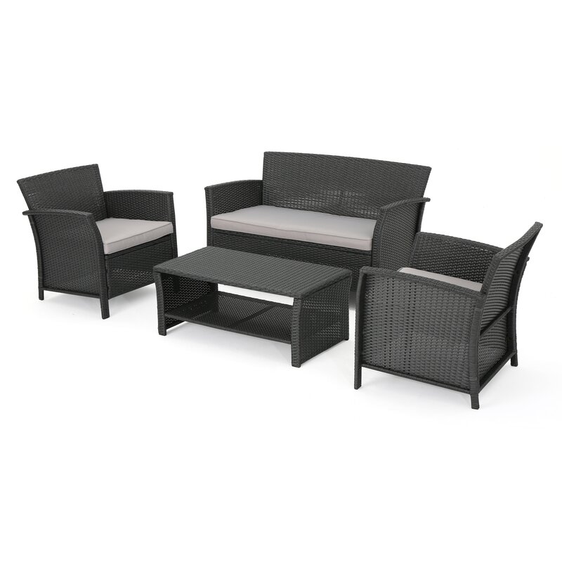  Blarwood 4 Piece Rattan Sofa Seating Group with Cushions