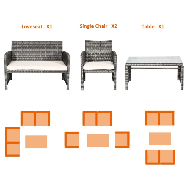  Brieah 4-Piece Rattan Sofa Seating Group with Cushions