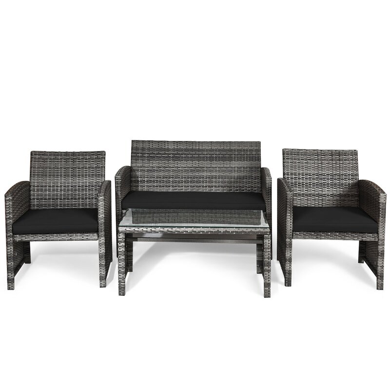  Brieah 4-Piece Rattan Sofa Seating Group with Cushions