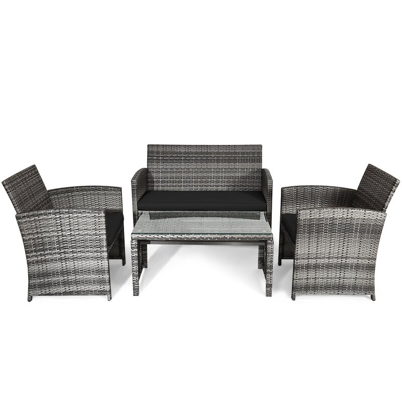  Brieah 4-Piece Rattan Sofa Seating Group with Cushions
