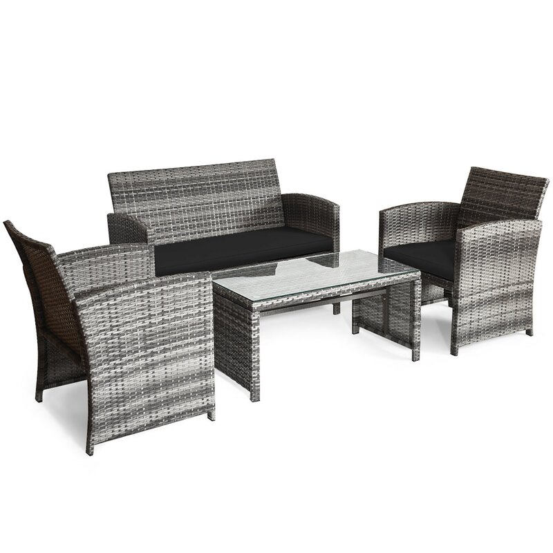  Brieah 4-Piece Rattan Sofa Seating Group with Cushions