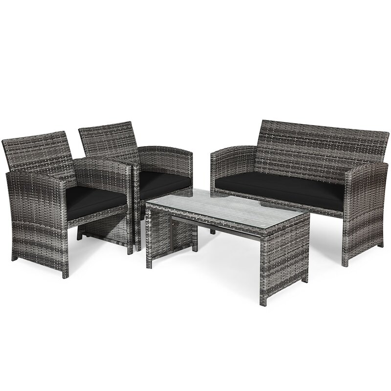  Brieah 4-Piece Rattan Sofa Seating Group with Cushions