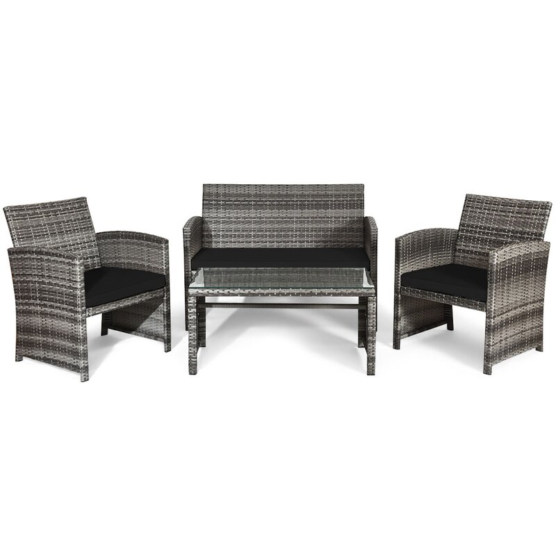  Brieah 4-Piece Rattan Sofa Seating Group with Cushions