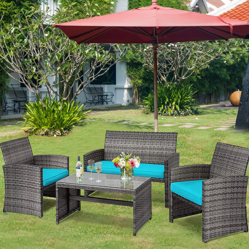  Brieah 4-Piece Rattan Sofa Seating Group with Cushions