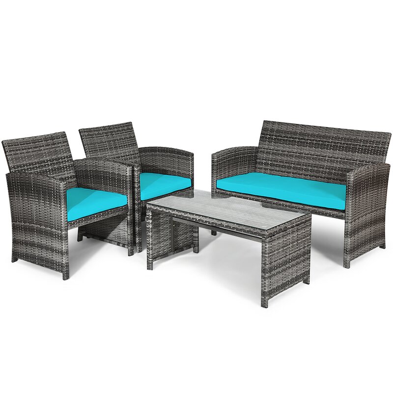  Brieah 4-Piece Rattan Sofa Seating Group with Cushions