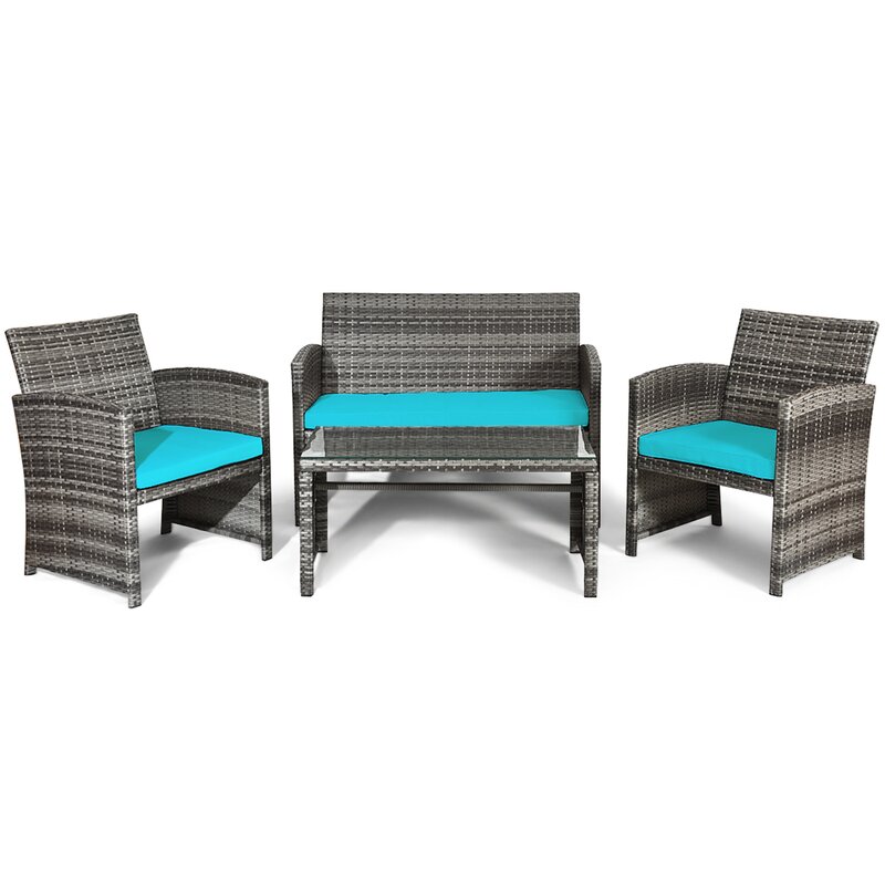  Brieah 4-Piece Rattan Sofa Seating Group with Cushions