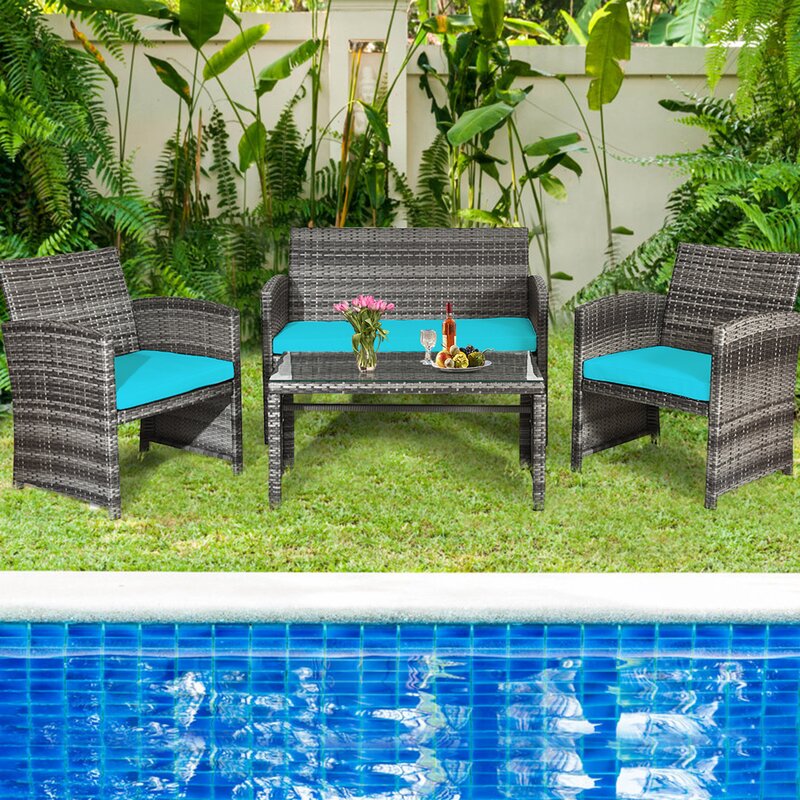  Brieah 4-Piece Rattan Sofa Seating Group with Cushions