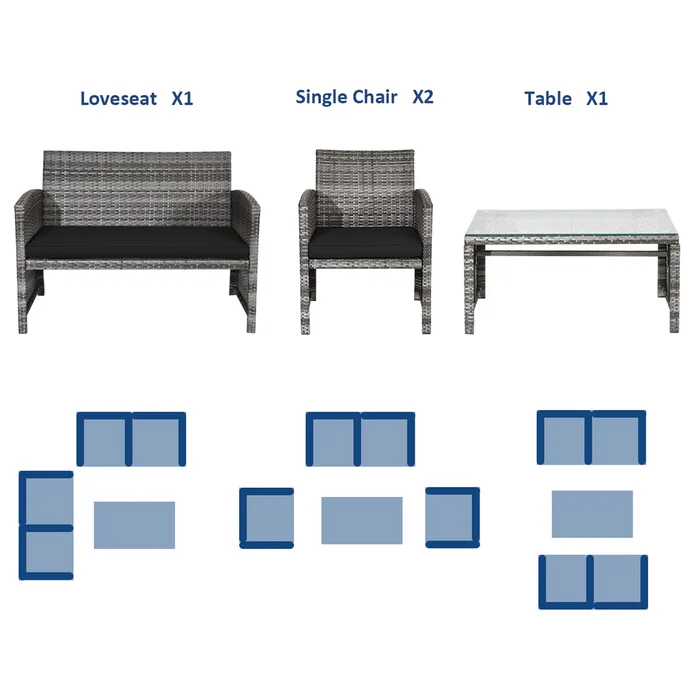  Brieah 4-Piece Rattan Sofa Seating Group with Cushions