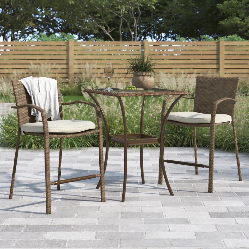  Cain Square 2 - Person Outdoor Dining Set with Cushions