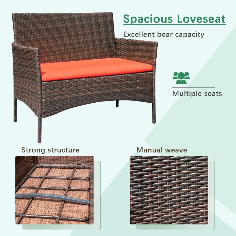  Donn 4 Piece Rattan Sofa Seating Group with Cushions