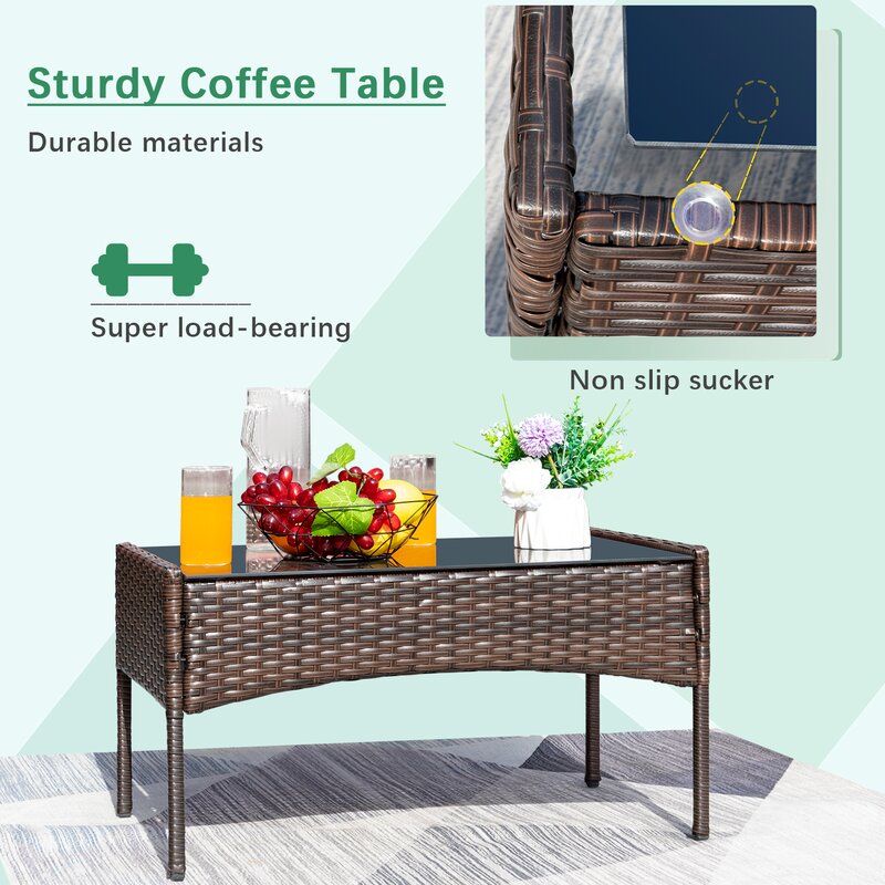  Donn 4 Piece Rattan Sofa Seating Group with Cushions