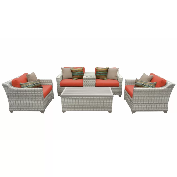  Falmouth 4 Piece Rattan Sectional Seating Group with Cushions