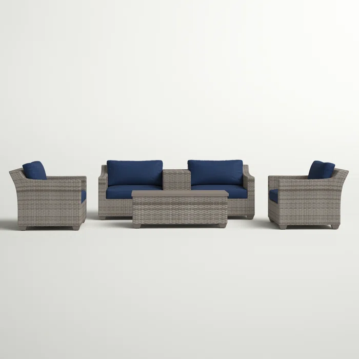  Falmouth 4 Piece Rattan Sectional Seating Group with Cushions