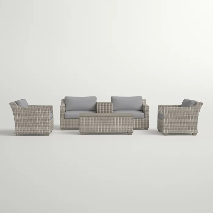  Falmouth 4 Piece Rattan Sectional Seating Group with Cushions