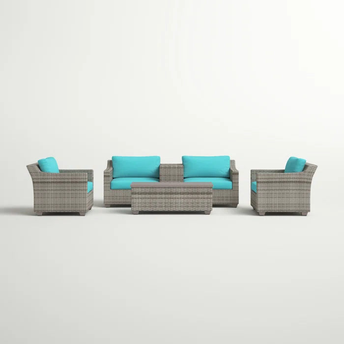  Falmouth 4 Piece Rattan Sectional Seating Group with Cushions