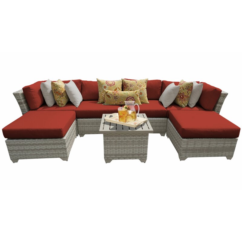  Falmouth 7 Piece Rattan Sectional Seating Group with Cushions